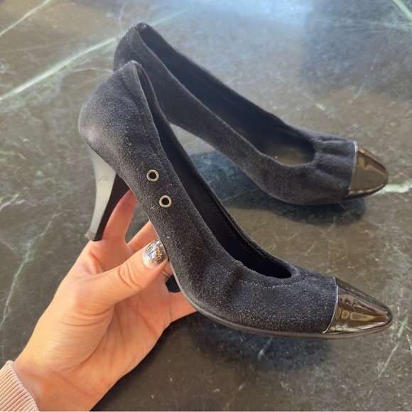Prada Sport Black Suede Leather Cap Toe Classic Pumps Size 36 - Picture 7 of 7